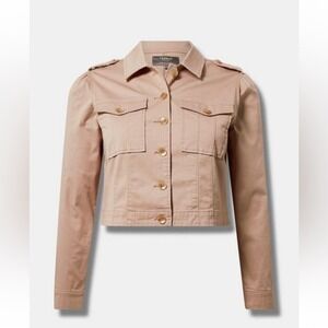 Torrid Lightweight Cropped Twill Army Trucker Jacket Stucco Women's Size 4X New‎